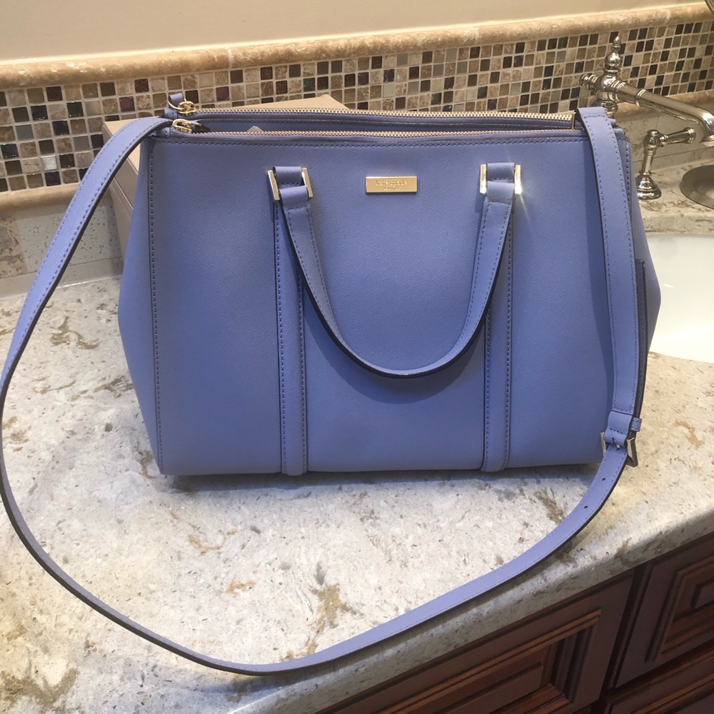 kate spade Periwinkle Leather Satchel Tote - Lavender Blue
